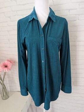 Chico's Teal Button-Down Long Sleeve Shirt
